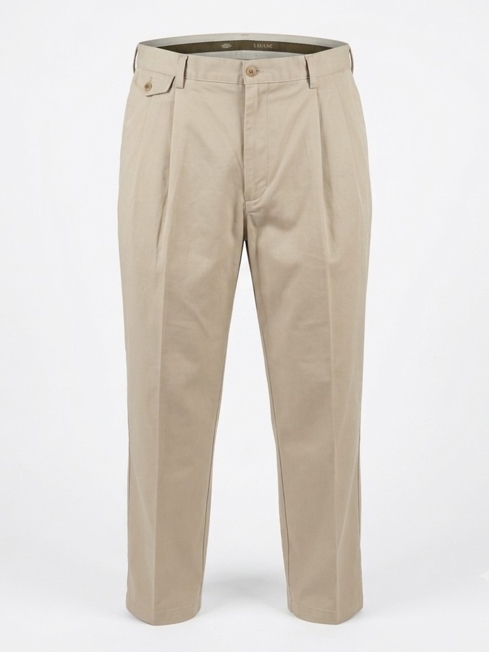 Savane Men's Pleated Front Chino Pants Khaki Beige Size 46x30